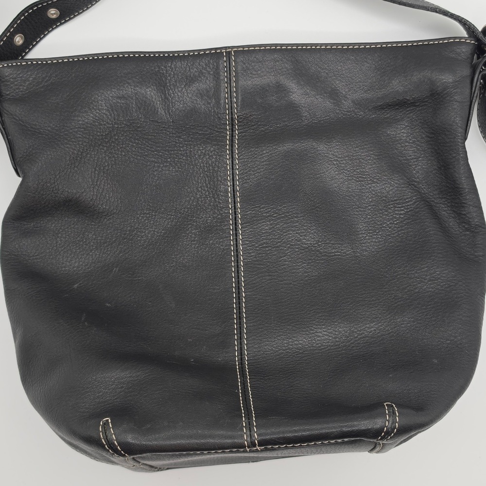 Tig & Co Shoulder Bag Women Medium Black Excellent Leather Contrast Stitch Hobo - Picture 8 of 9
